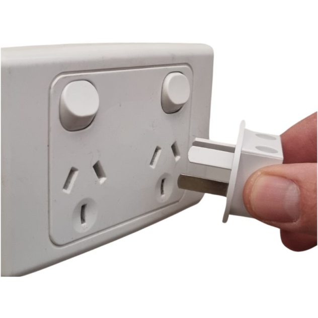 Earthing adapter being plugged into Australian socket.