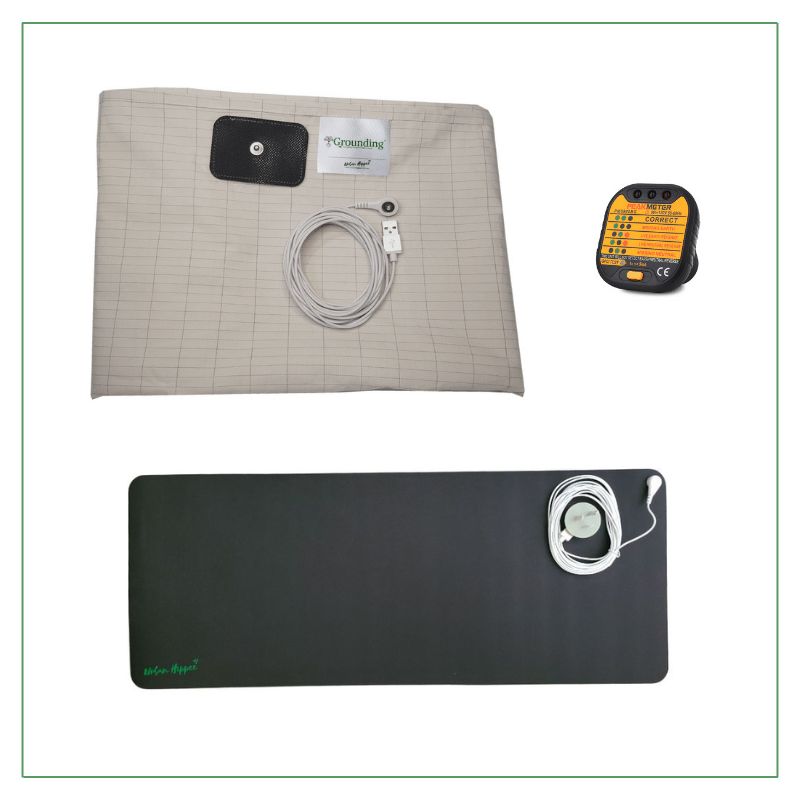 Grounding sheet bundle. Includes an earthing mat and socket tester. Grounding sheet bundle. Includes an earthing mat and socket tester.