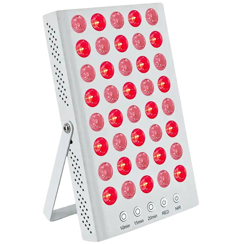 Compact red light therapy and infrared therapy device with multiple LEDs for home wellness and recovery treatments. Compact red light therapy and infrared therapy device with multiple LEDs for home wellness and recovery treatments.