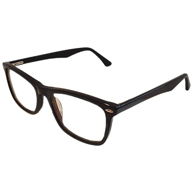 Blue light glasses, cross style, for daytime use, front view.