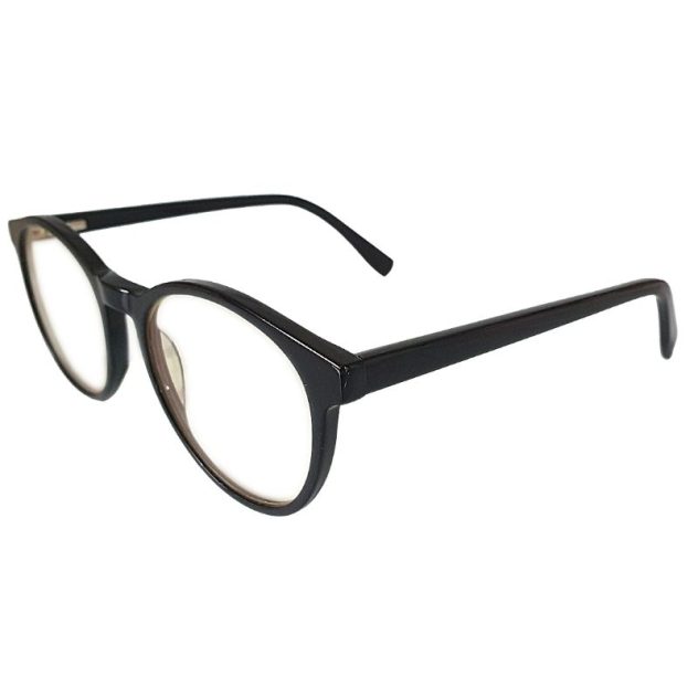 Blue light glasses for daytime use, side angle.