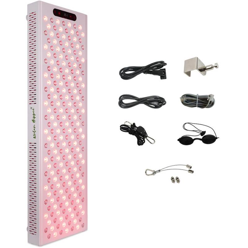 Red light therapy and infrared panel with box contents.
