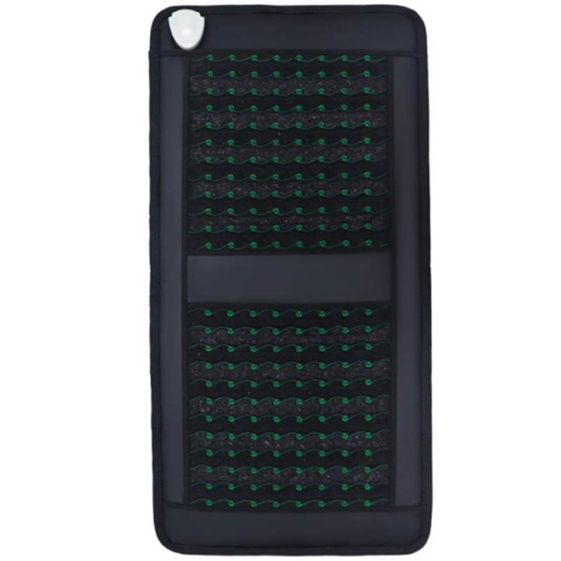 Top-down shot of the PEMF mat showing texture and control unit connection. Top-down shot of the PEMF mat showing texture and control unit connection.