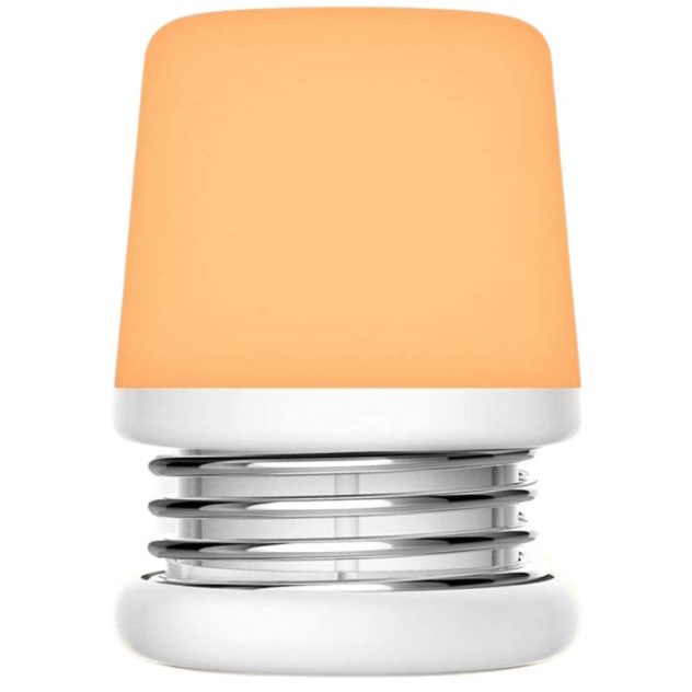 Red and amber bedside night lamp soft glow.