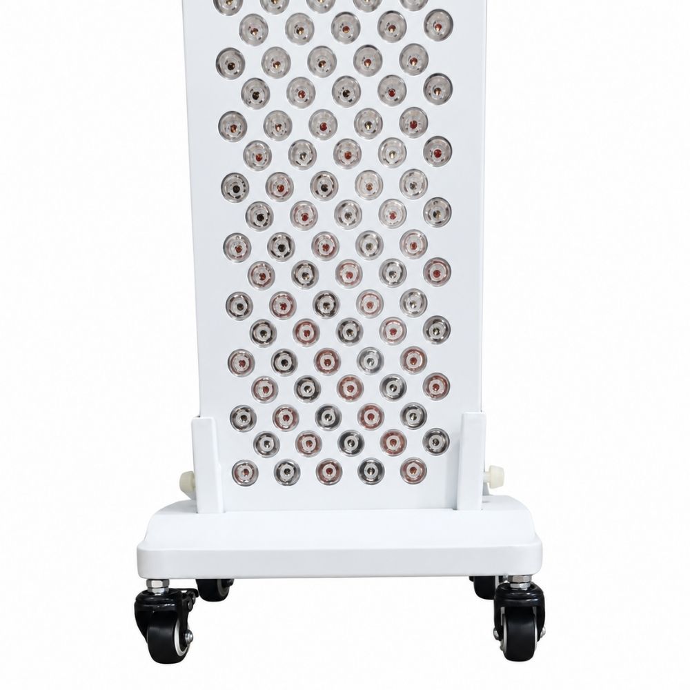 Red light therapy panel mounted on Floor Stand.