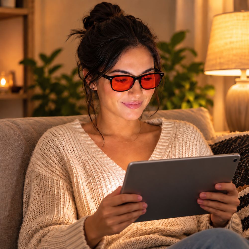 Blue light blocking glasses and blue light friendly lighting Australia
